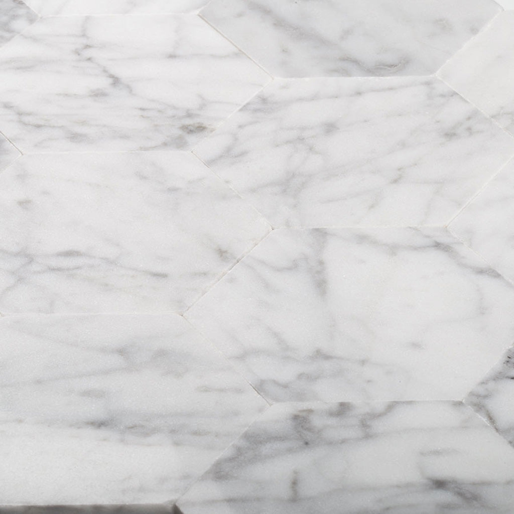 White 9x10 Hexagon Honed Carrara White Peel & Stick Tile (10 pack, 6.41 sq ft/case) - Sample