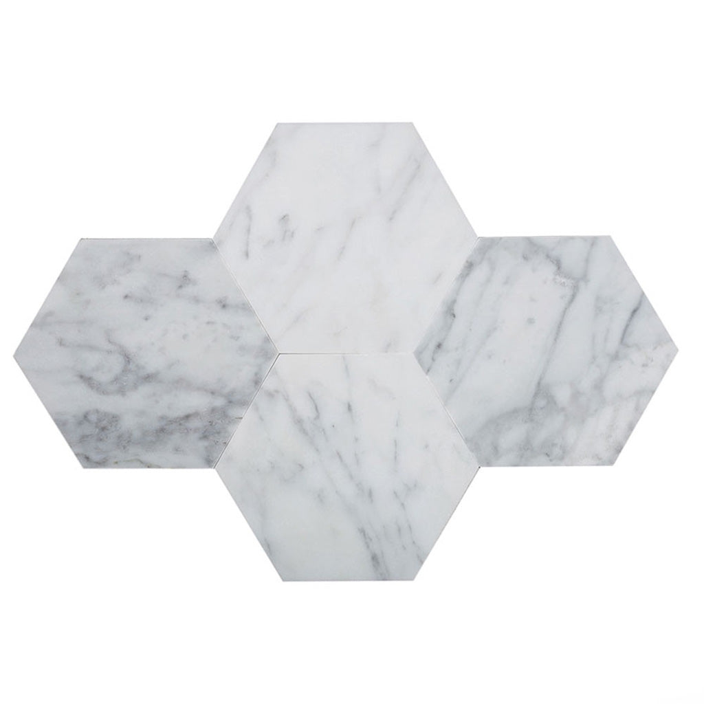 White 9x10 Honed Hexagon Carrara White Peel & Stick Tile (10 pack, 6.41 sq ft/case) - Sample