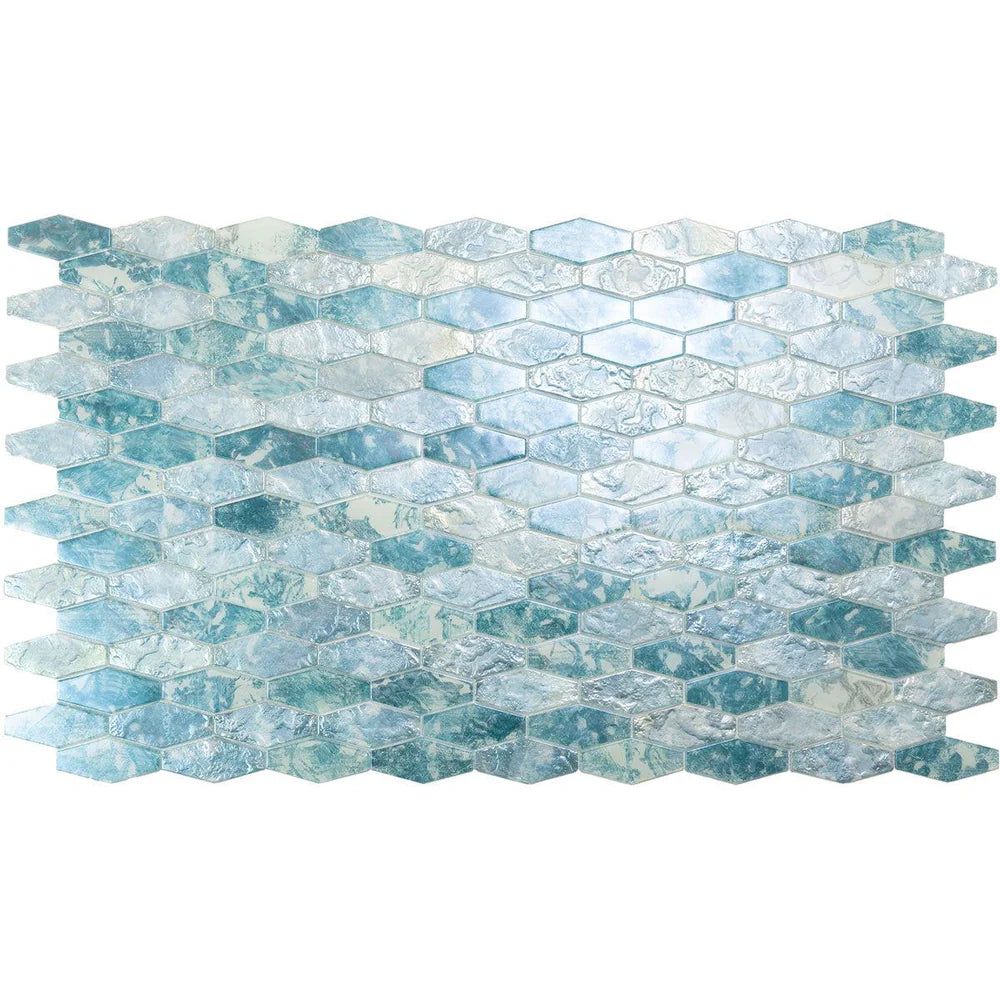 Aqua 11x12 Matte Elongated Hexagon Glass Mosaic Tile (10 pack, 8.6 sq ft/case)