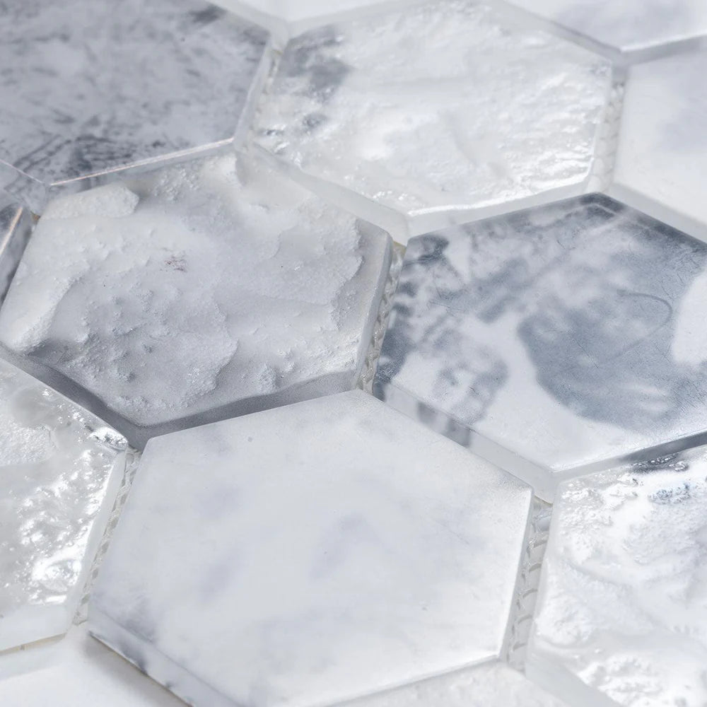 White 12x12 Matte Hexagon Glass Mosaic Tile (10 pack, 9.6 sq ft/case)
