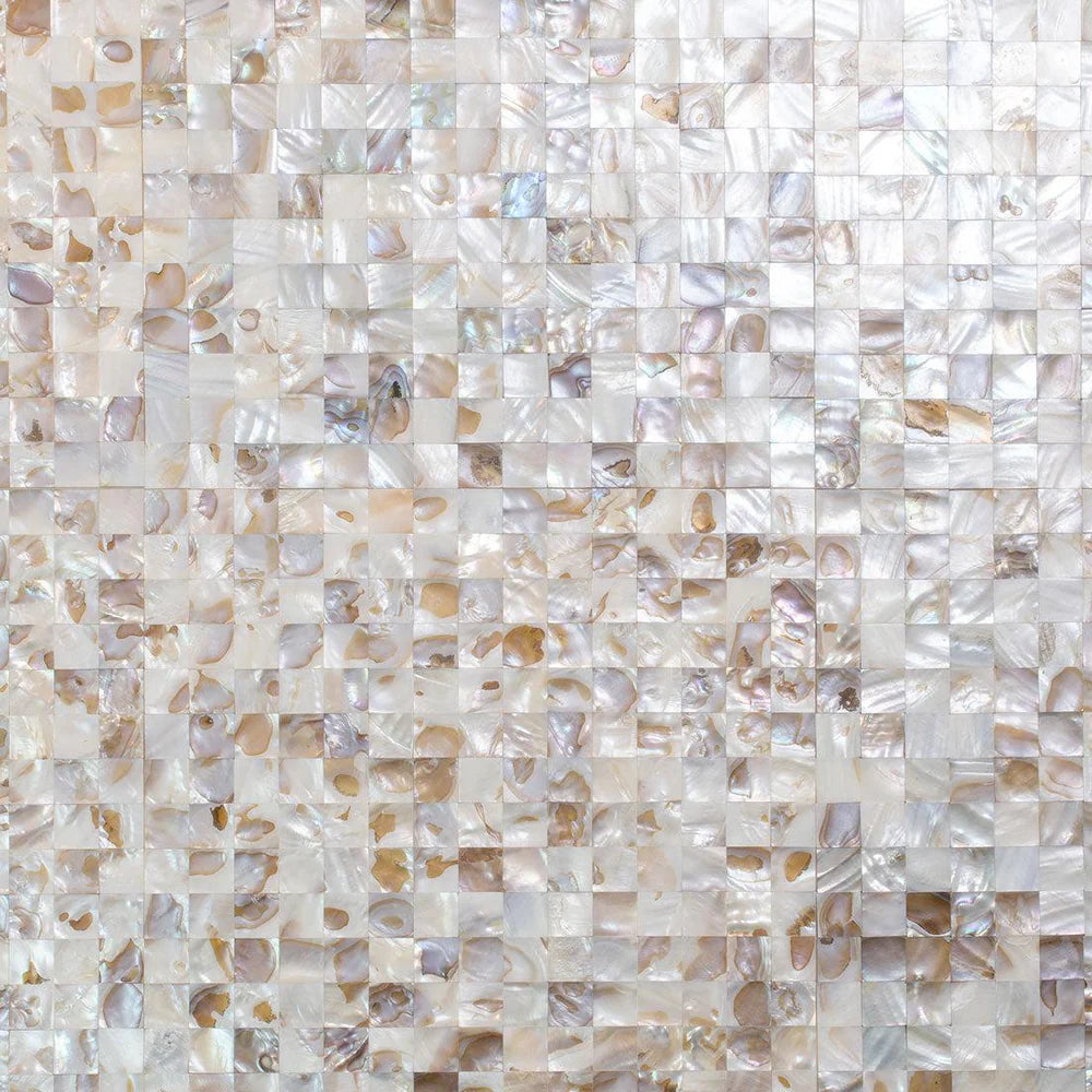 White Beige 12x12 Polished Square Shell Mother of Pearl Mosaic Tile (20 pack, 19.34 sq ft/case)