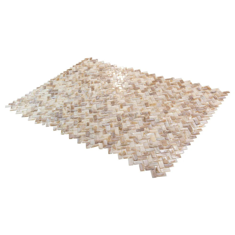 White Beige 11x11 Polished Herringbone Shell Mother of Pearl Mosaic Tile (20 pack, 16.19 sq ft/case)