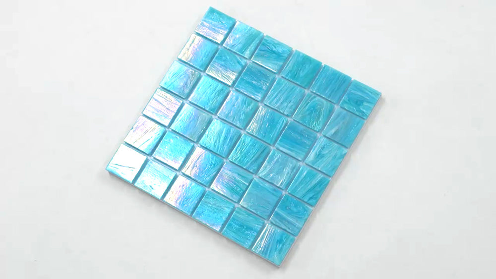 Sky Blue 12x12 Glossy Uniform square Glass Mosaic Tile (10 pack, 10 sq ft/case) - Sample