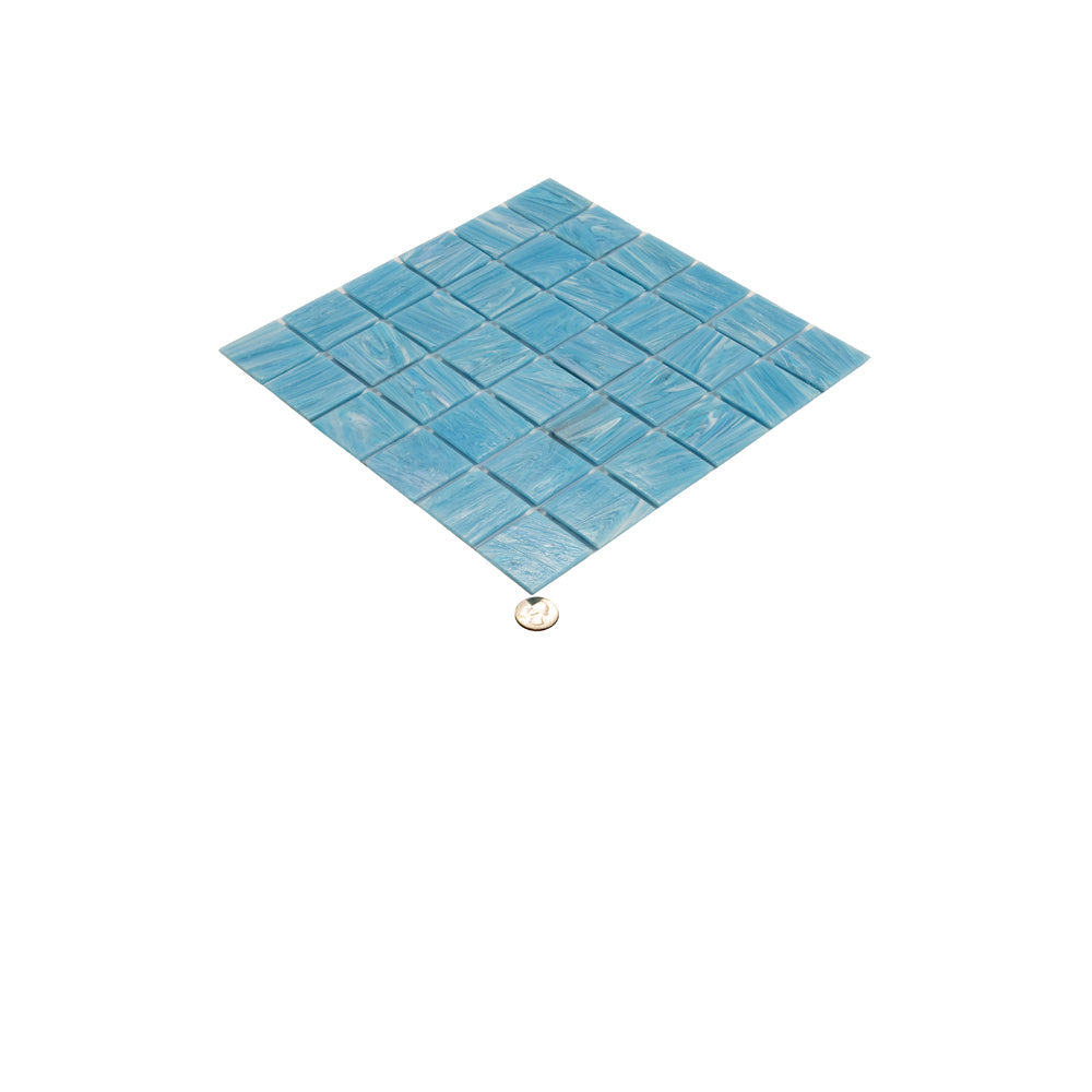 Sky Blue 12x12 Glossy Uniform square Glass Mosaic Tile (10 pack, 10 sq ft/case) - Sample