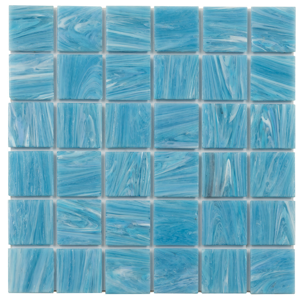 Sky Blue 12x12 Glossy Uniform square Glass Mosaic Tile (10 pack, 10 sq ft/case) - Sample