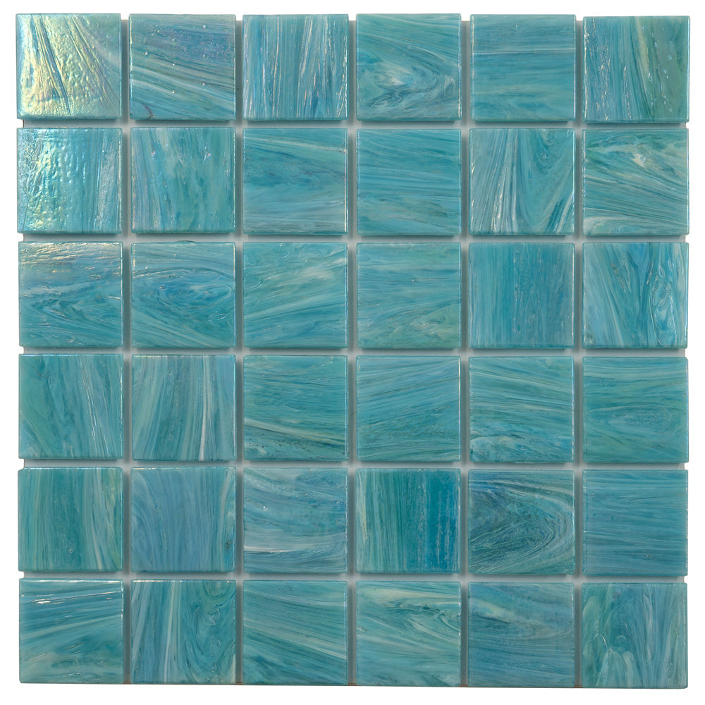Light Teal Blue 12x12 Glossy Uniform square Glass Mosaic Tile (10 pack, 10 sq ft/case) - Sample