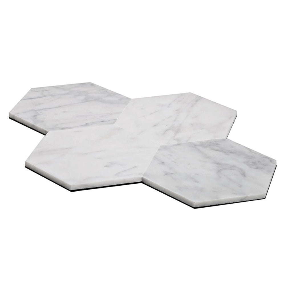 White 9x10 Honed Hexagon Carrara White Peel & Stick Tile (10 pack, 6.41 sq ft/case) - Sample