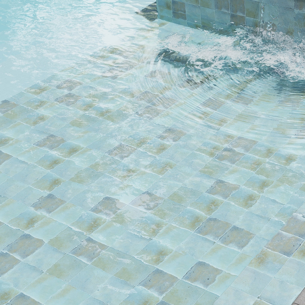 Sky Blue 6x6 Glossy Zellige Square Porcelain Tile (22 pack, 5.38