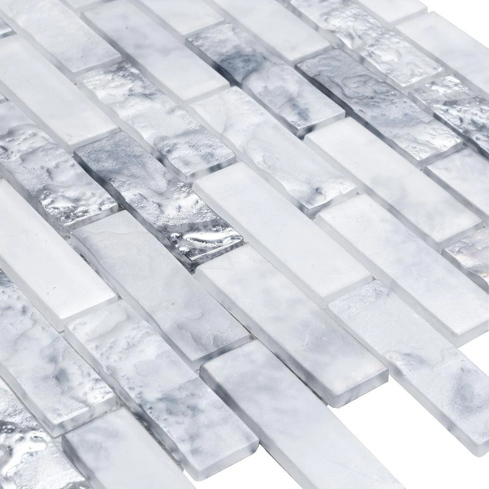 White 12x12 Matte Brick Glass Mosaic Tile (10 pack, 9.5 sq ft/case)