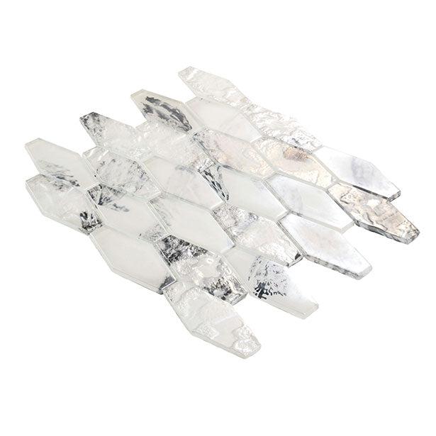 White 11x12 Matte Elongated Hexagon Glass Mosaic Tile (10 pack, 8.6 sq ft/case)