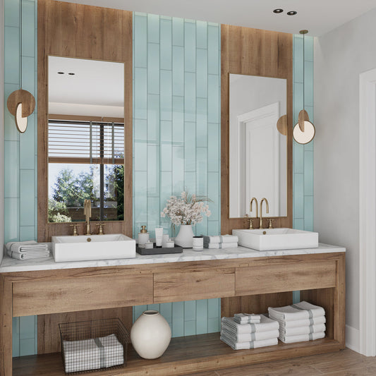 Blizzard Blue 4x16 Glossy Subway Glass Tile (12 pack, 5.33 sq ft/case) - Sample