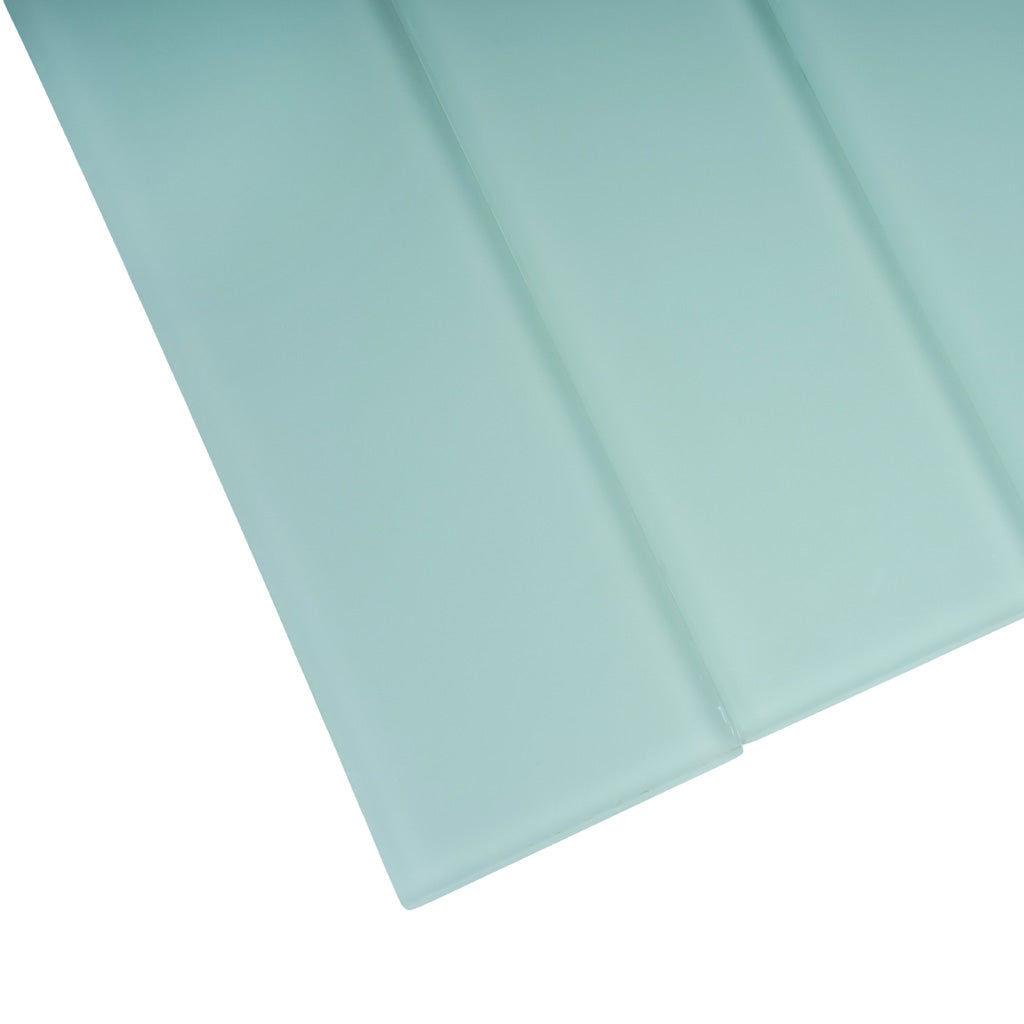 Matte finish blizzard blue 3x12 glass subway tiles with smooth surface for wall and floor decor