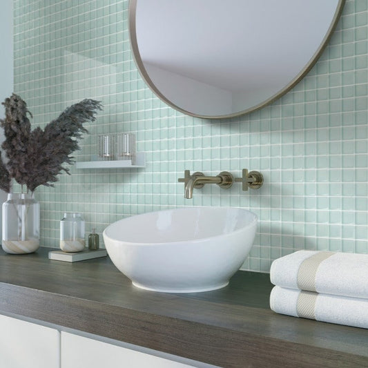 Blizzard Blue 12x12 Glossy Square Glass Mosaic Tile (10 pack, 9.67 sq ft/case) - Sample