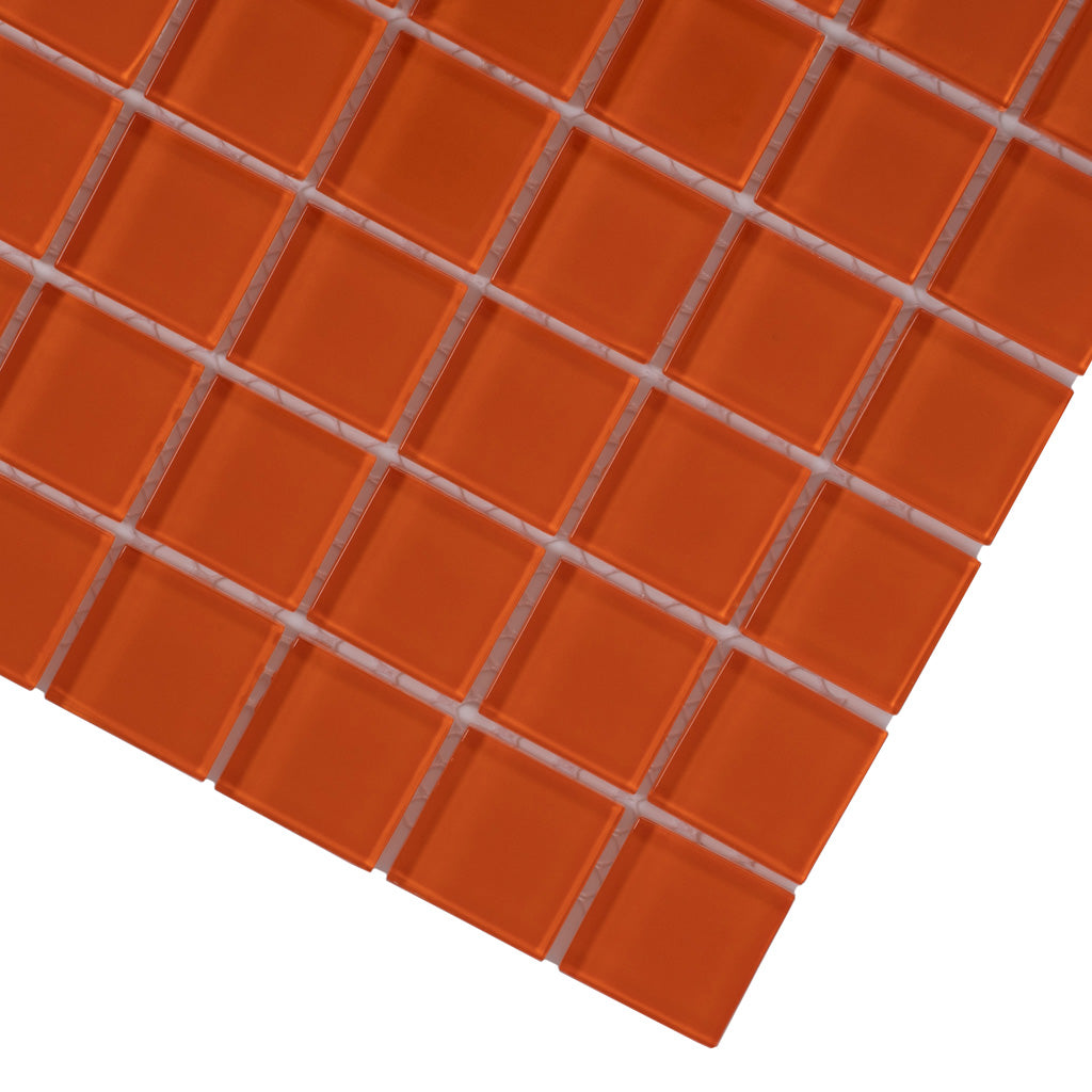 1x1 Orange Matte Glass Tile