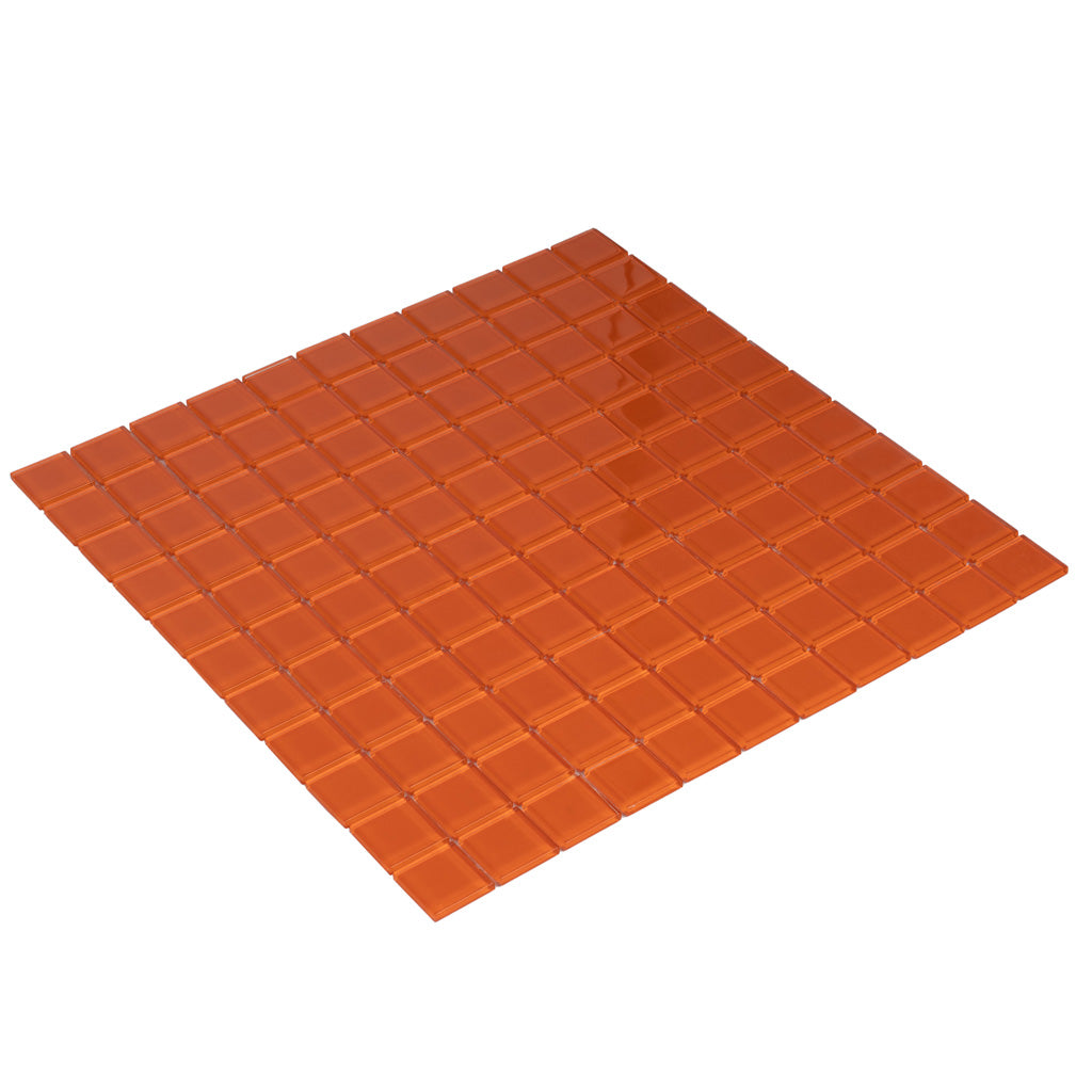 1x1 Orange Glass Mosaic Tile