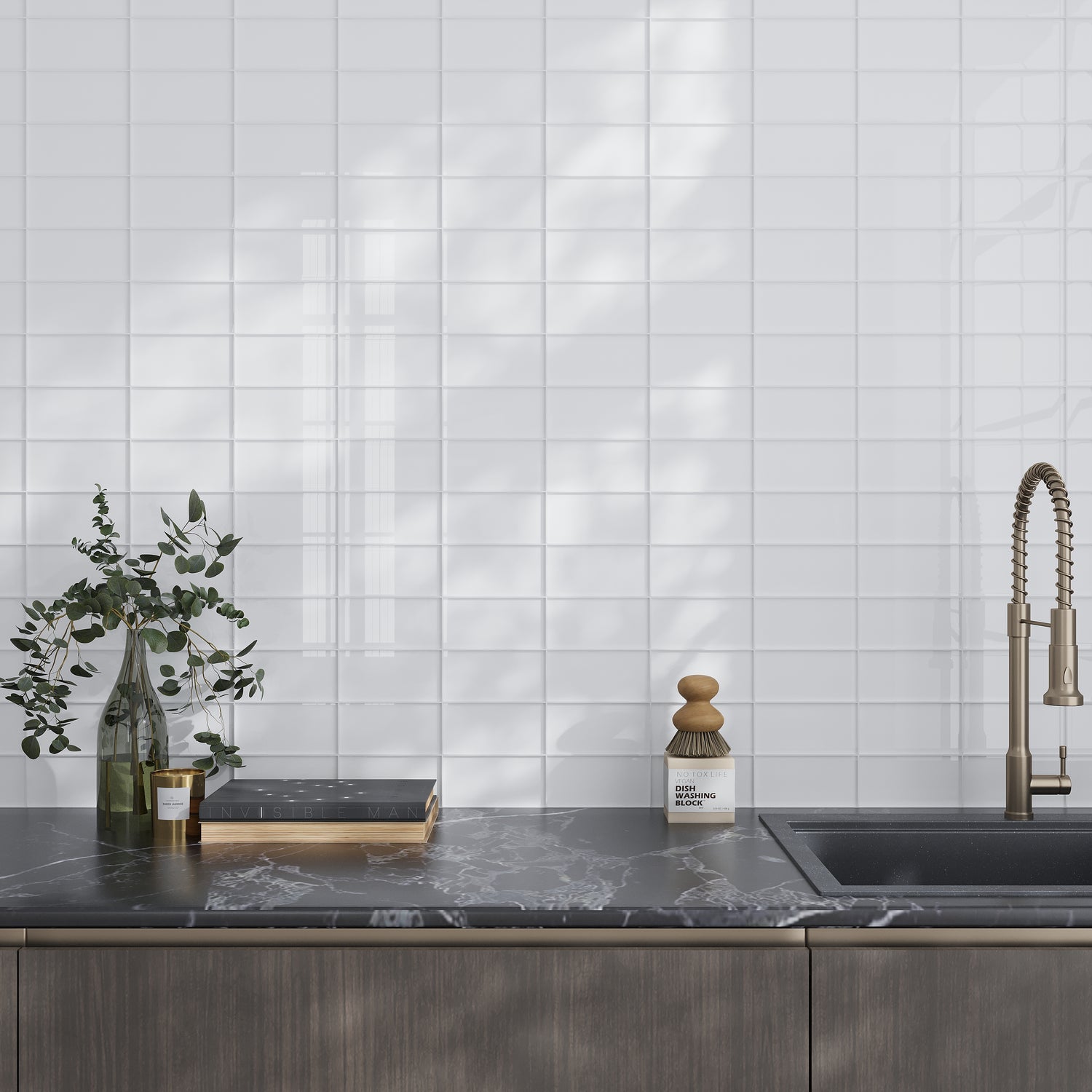 White 3x6 Glossy Subway Glass Tile (40 pack, 5 sq ft/case)