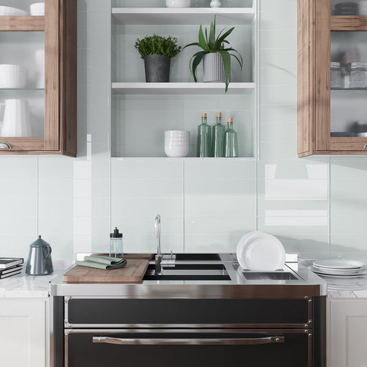 White 4x16 Glossy Subway Glass Tile (12 pack, 5.33 sq ft/case) - Sample