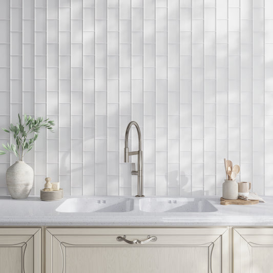 White 3x6 Matte Subway Glass Tile (40 pack, 5 sq ft/case)
