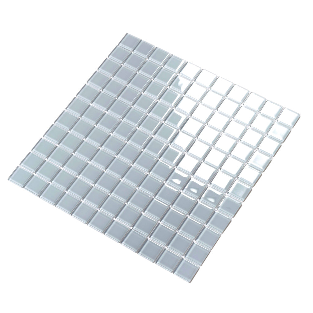 1x1 Gray Polished Glass Tile