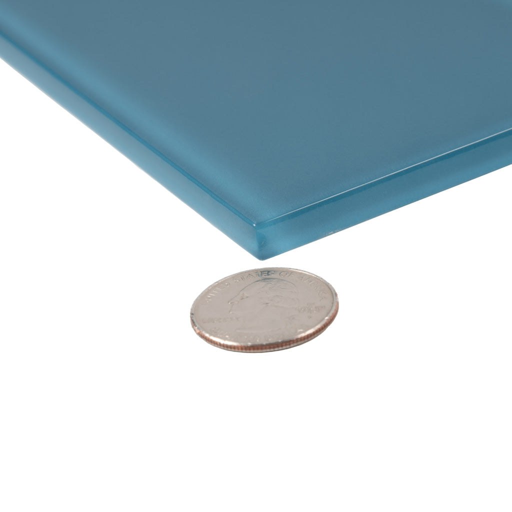 4x16 Cerulean Blue Polished Glass Tile