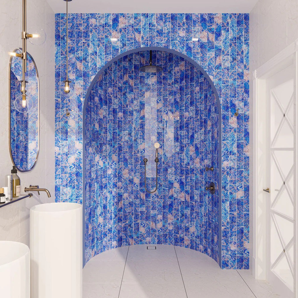 3x12 Cobalt Blue Glass Wall and Floor Tile 