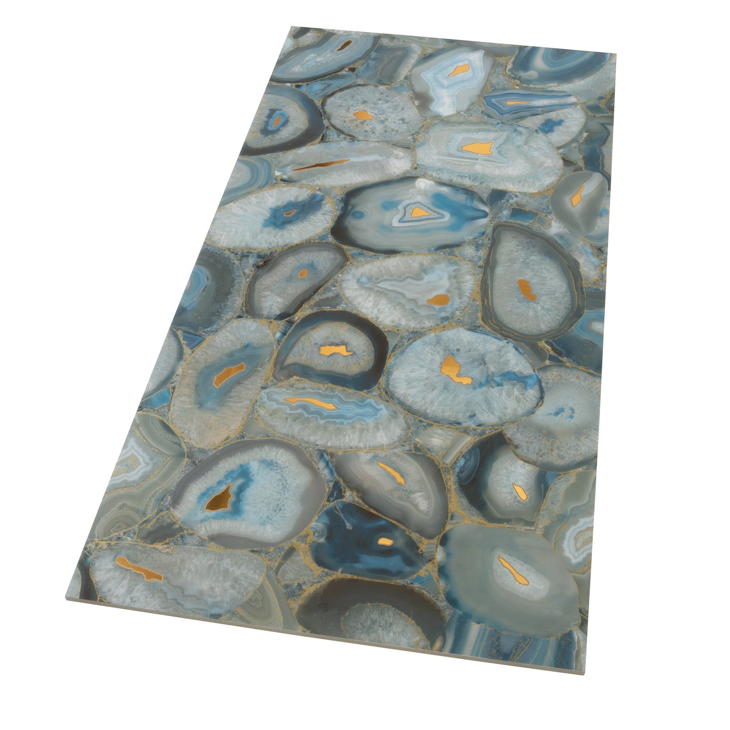 Onira 24x48 Blue Gold Porcelain Large Format Oceanic Agate Wall Tile (2 Pack, 15.5 sq ft/case) - Sample