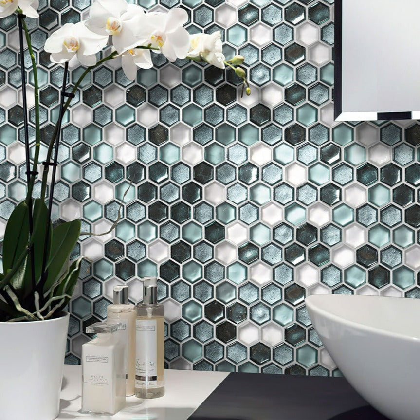 Lavish Blue White Glass Wall Tile