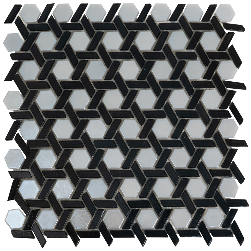 12x12 Black and White Mosaic Tile