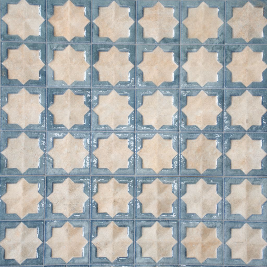Stone Blue Beige 12x22 Matte Glossy Rectangle with Star Details Porcelain Large Format Tile (7 pack, 13.03 sq ft/case)