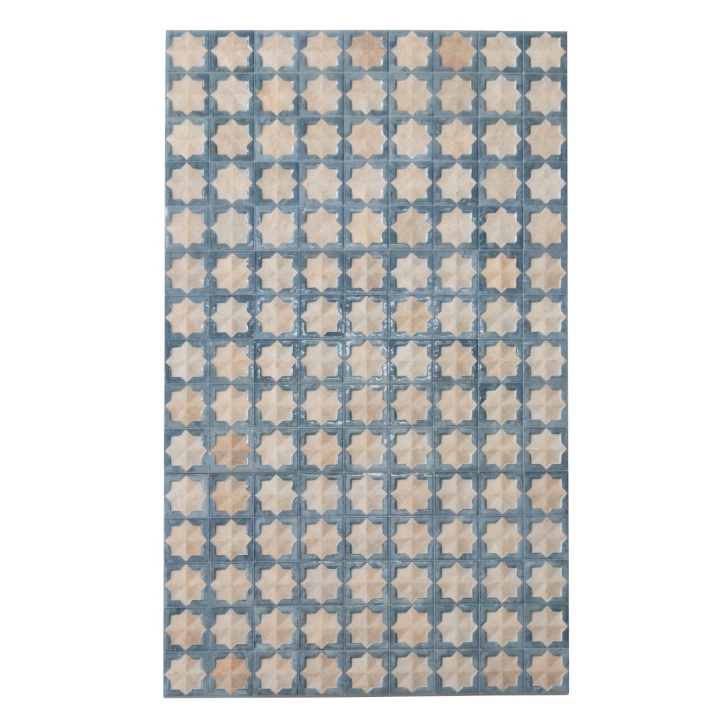 Stone Blue Beige 12x22 Matte Glossy Rectangle with Star Details Porcelain Large Format Tile (7 pack, 13.03 sq ft/case)