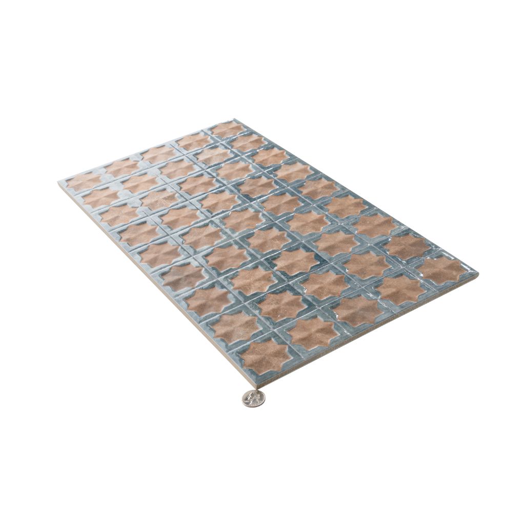 Stone Blue Nude Beige 12x22 Matte Glossy Rectangle with Star Details Porcelain Large Format Tile (7 pack, 13.03 sq ft/case)