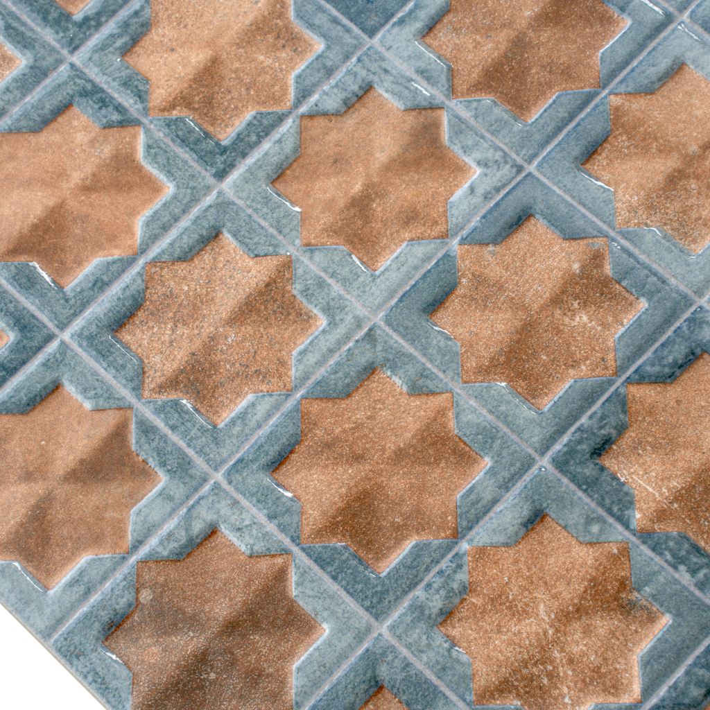 Stone Blue Nude Beige 12x22 Matte Glossy Rectangle with Star Details Porcelain Large Format Tile (7 pack, 13.03 sq ft/case)
