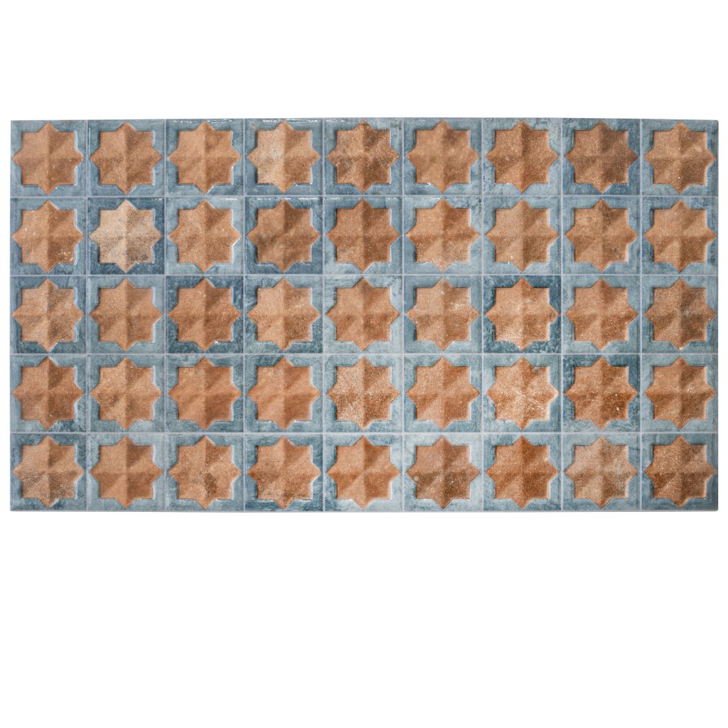 Stone Blue Nude Beige 12x22 Matte Glossy Rectangle with Star Details Porcelain Large Format Tile (7 pack, 13.03 sq ft/case)
