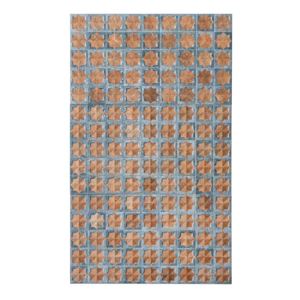 Stone Blue Nude Beige 12x22 Matte Glossy Rectangle with Star Details Porcelain Large Format Tile (7 pack, 13.03 sq ft/case)