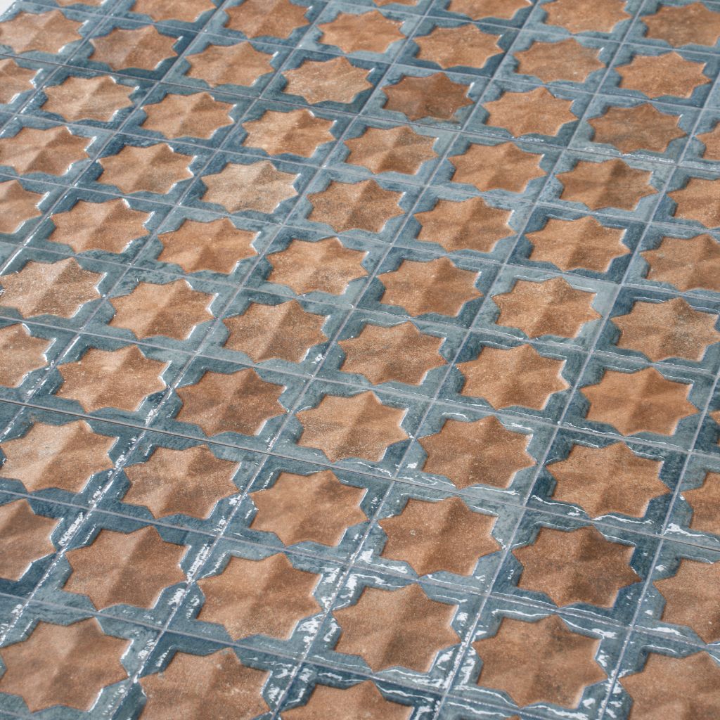 Stone Blue Nude Beige 12x22 Matte Glossy Rectangle with Star Details Porcelain Large Format Tile (7 pack, 13.03 sq ft/case)
