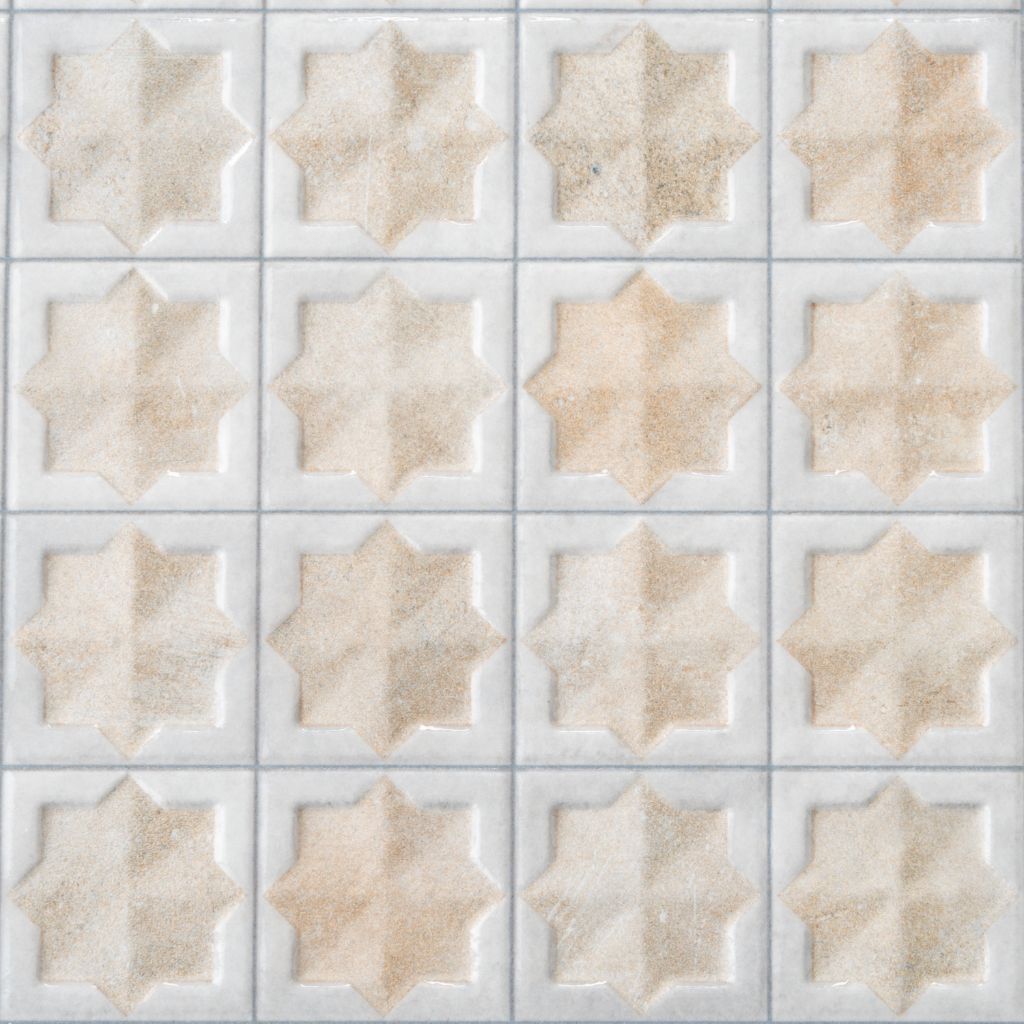 Ice White Beige 12x22 Matte Glossy Rectangle with Star Details Porcelain Large Format Tile (7 pack, 13.03 sq ft/case)