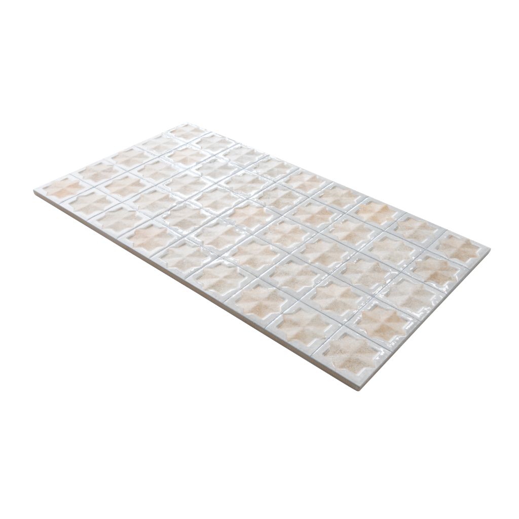 Ice White Beige 12x22 Matte Glossy Rectangle with Star Details Porcelain Large Format Tile (7 pack, 13.03 sq ft/case)