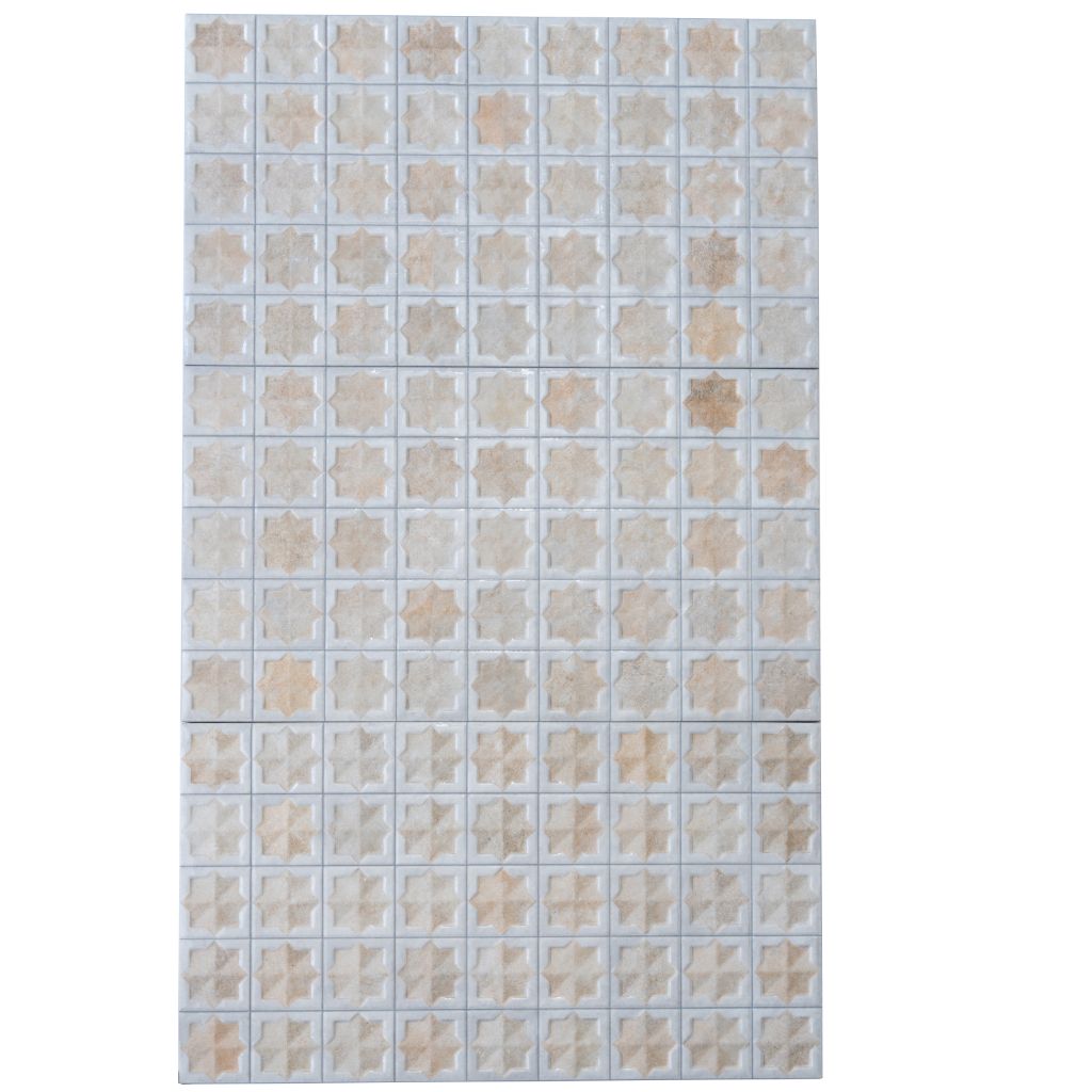 Ice White Beige 12x22 Matte Glossy Rectangle with Star Details Porcelain Large Format Tile (7 pack, 13.03 sq ft/case)