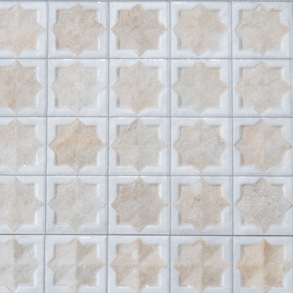 Ice White Beige 12x22 Matte Glossy Rectangle with Star Details Porcelain Large Format Tile (7 pack, 13.03 sq ft/case)