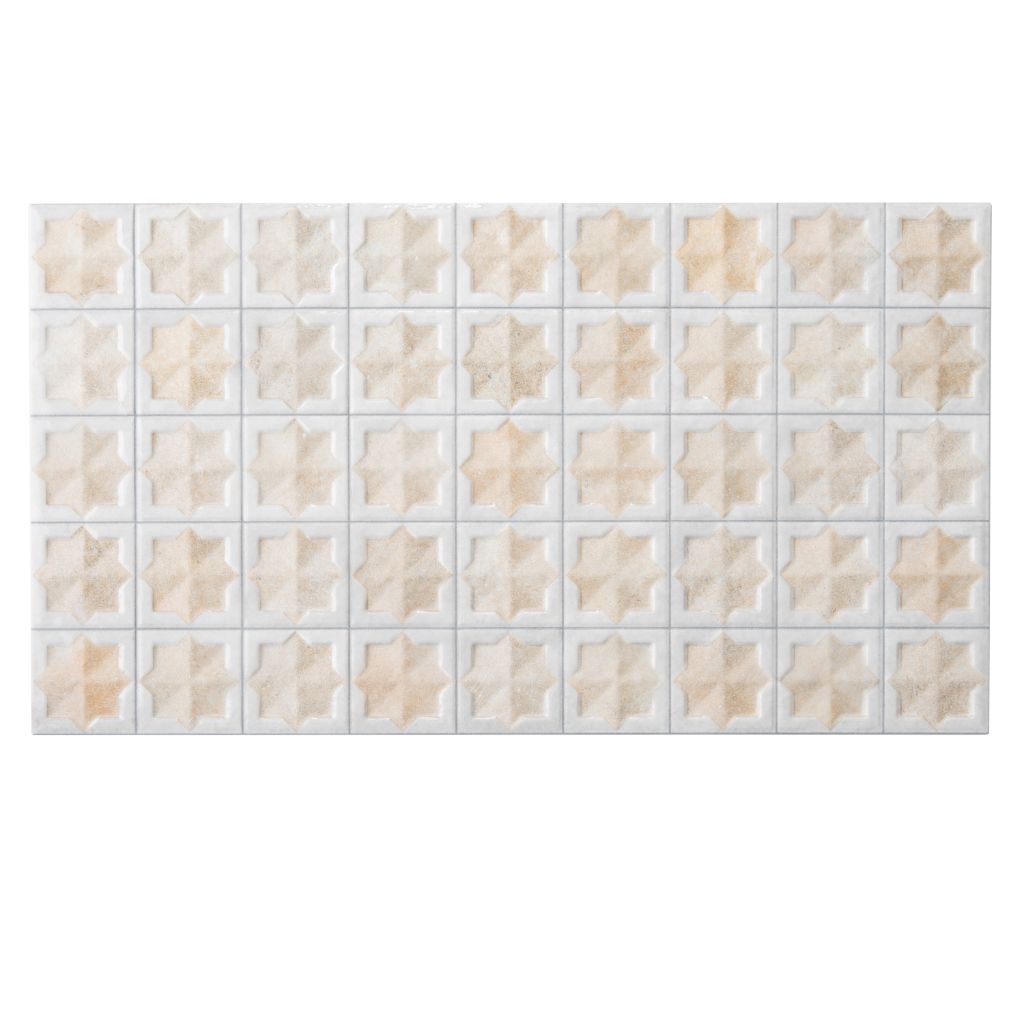 Ice White Beige 12x22 Matte Glossy Rectangle with Star Details Porcelain Large Format Tile (7 pack, 13.03 sq ft/case)