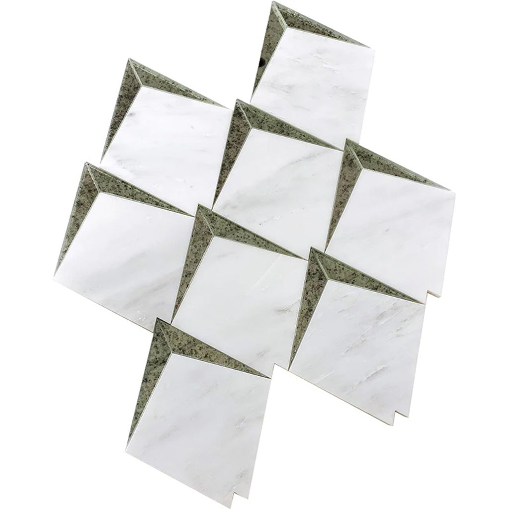 Eastern White, Glass 12x12 Polished Diamond Marble Mosaic Tile (5 pack, 5 sq ft/case)
