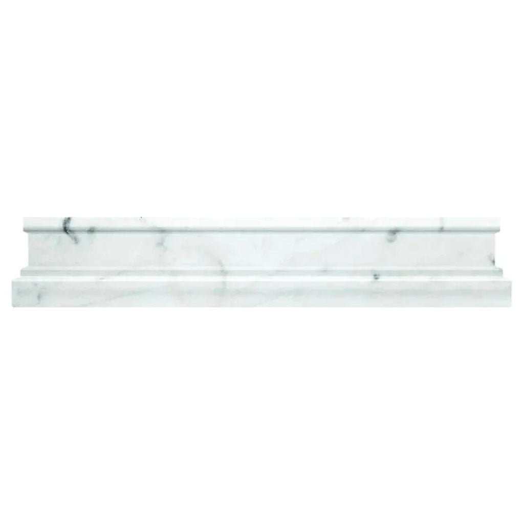 White 2x12 Polished Marble Chair Rail Step Tile Trim (10 pack, 1.667 sq ft/case) - Sample