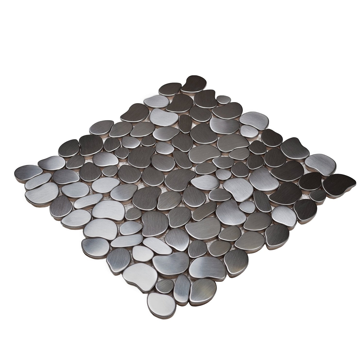 Pebble Gray 12x12 Polished Multi-shaped Metal Mosaic Tile (5 pack, 5.17 sq ft/case) - Sample