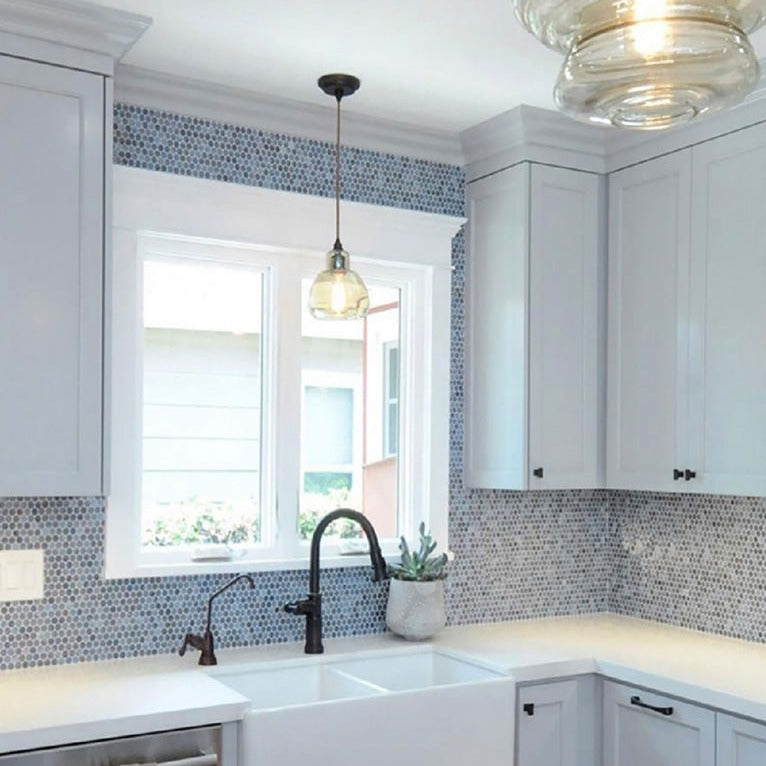 Penny Round Glass Floor Tile