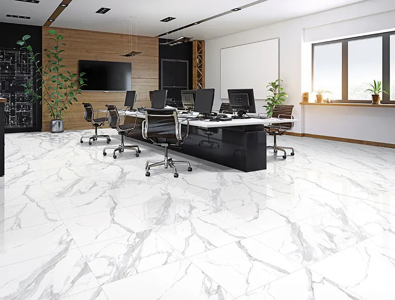 Statuary White 24x24 Polished Square Porcelain Large Format Tile (4 pack, 15.5 sq ft/case)