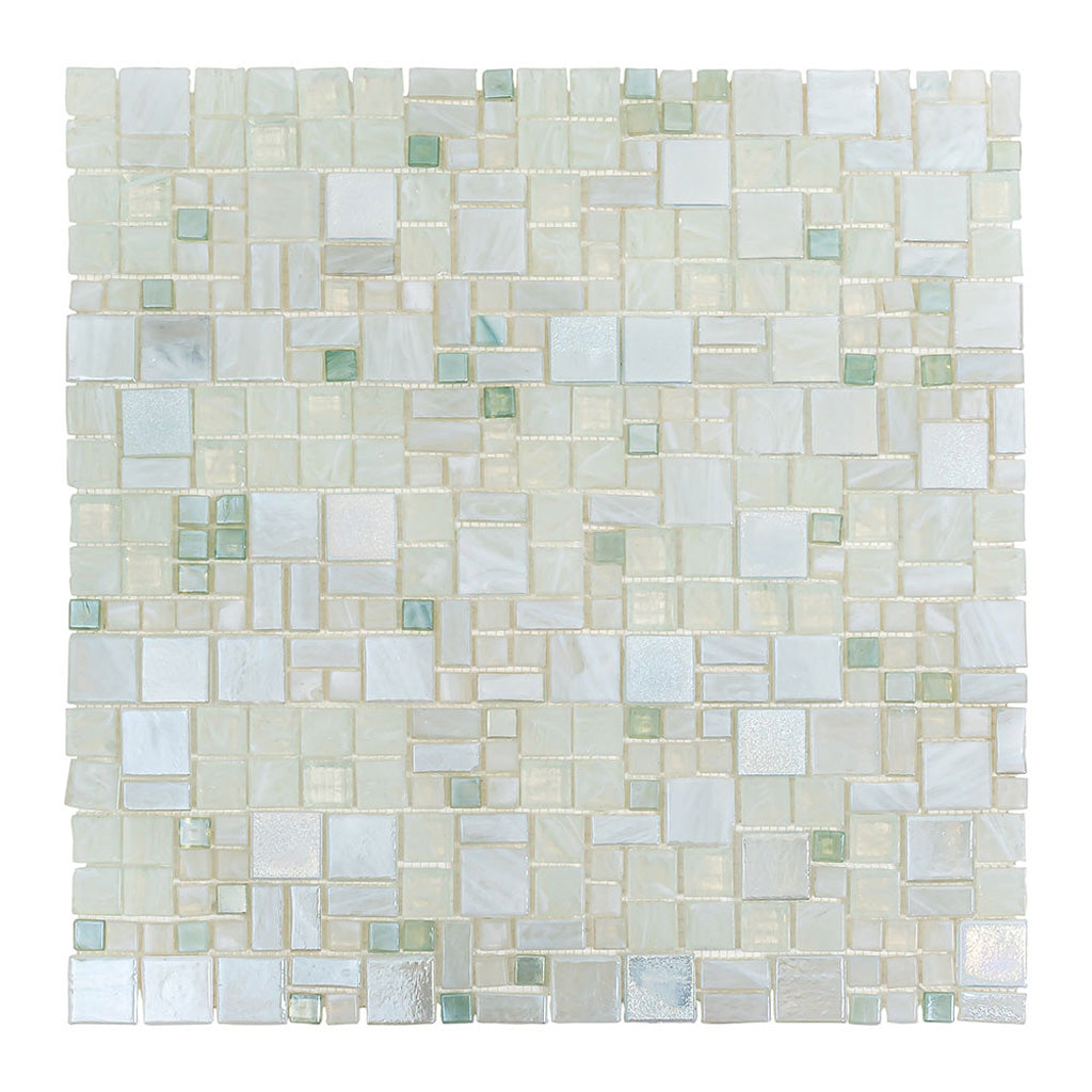 Pearl White 12x12 Glossy Square Glass Mosaic Tile (10 pack, 10.85 sq ft/case) - Sample