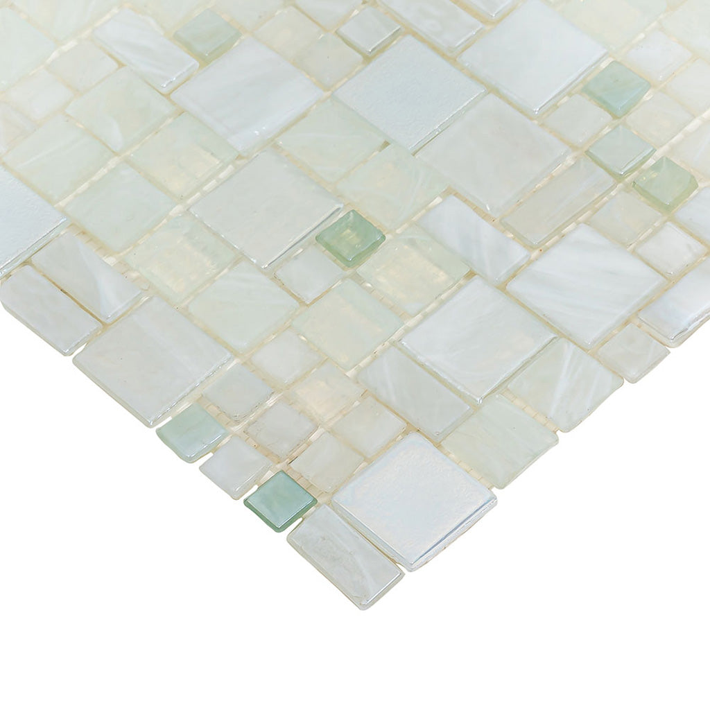 Pearl White 12x12 Glossy Square Glass Mosaic Tile (10 pack, 10.85 sq ft/case) - Sample