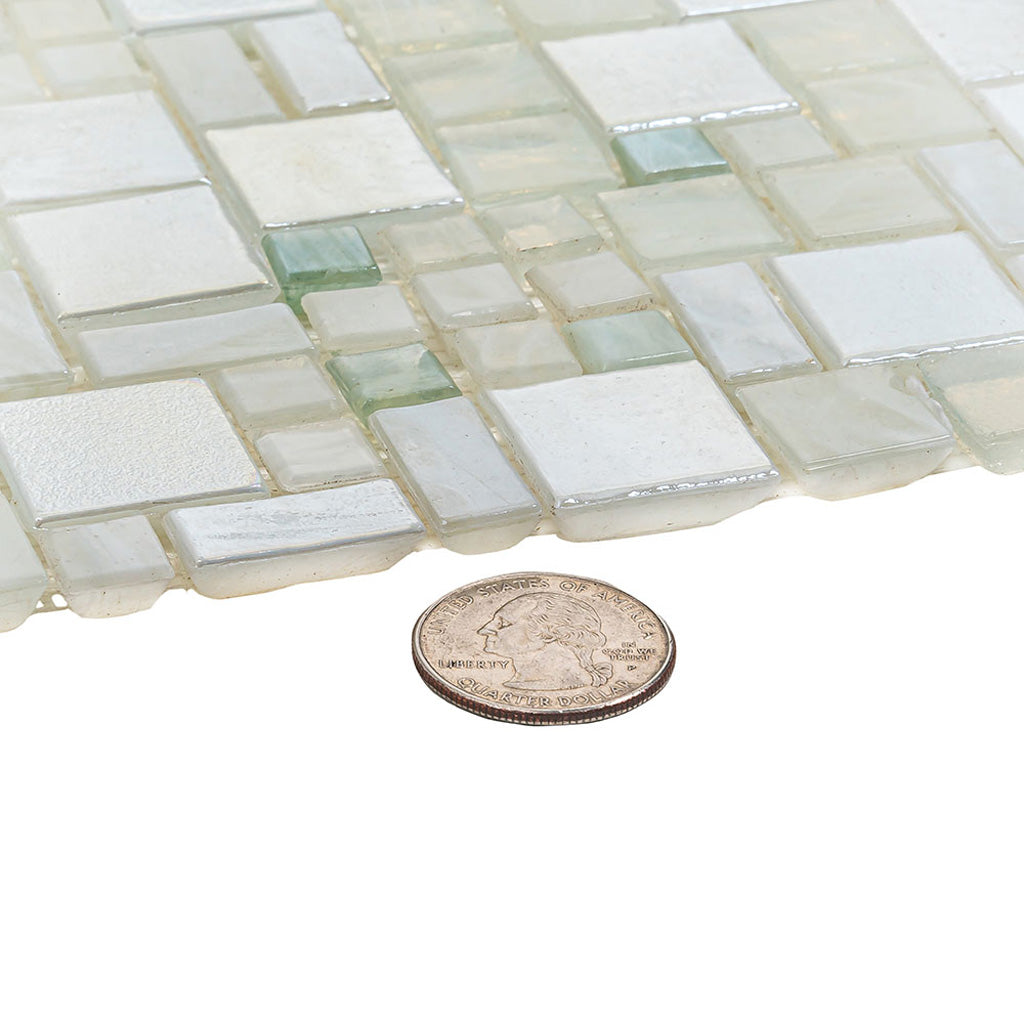 Pearl White 12x12 Glossy Square Glass Mosaic Tile (10 pack, 10.85 sq ft/case) - Sample