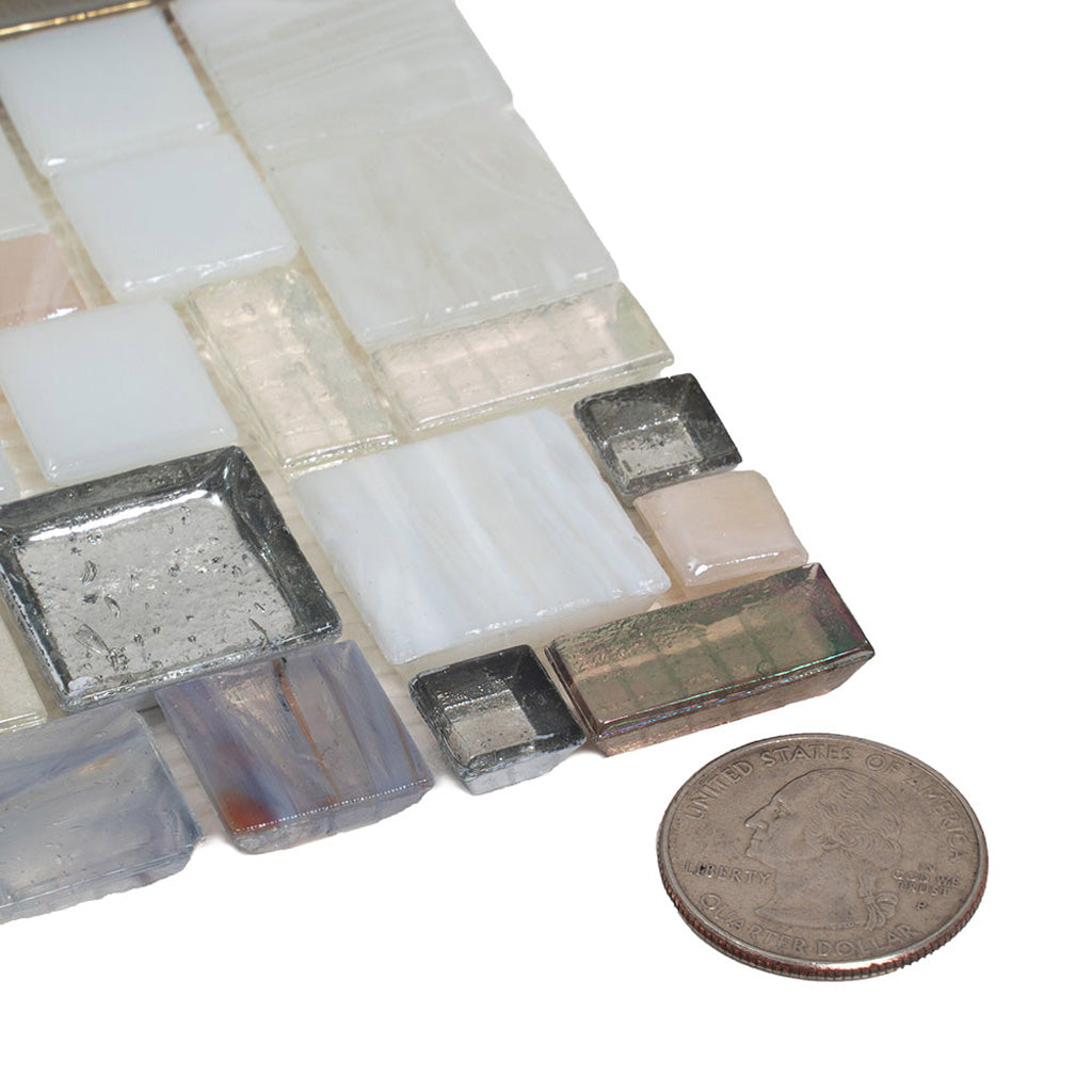 White Beige 12x12 Glossy Square Glass Mosaic Tile (10 pack, 10.85 sq ft/case) - Sample