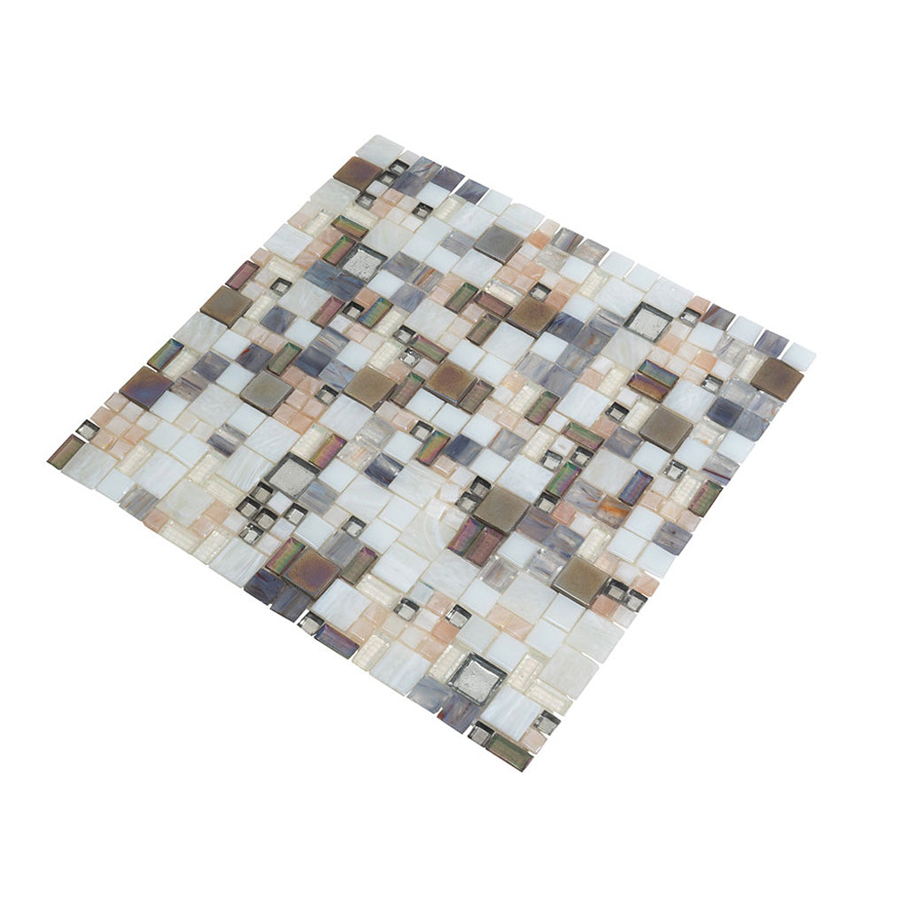 White Beige 12x12 Glossy Square Glass Mosaic Tile (10 pack, 10.85 sq ft/case) - Sample